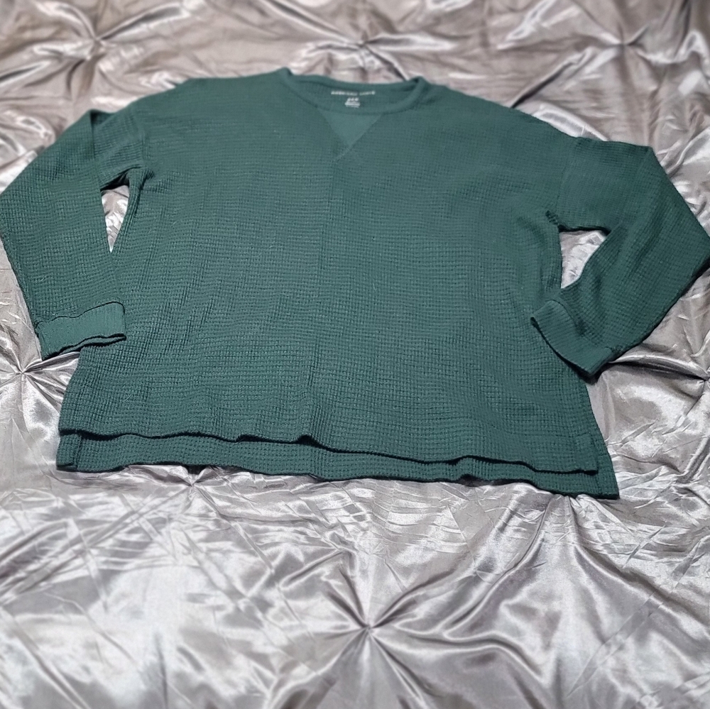 American Eagle Outfitters Green Waffle Knit Sweater
